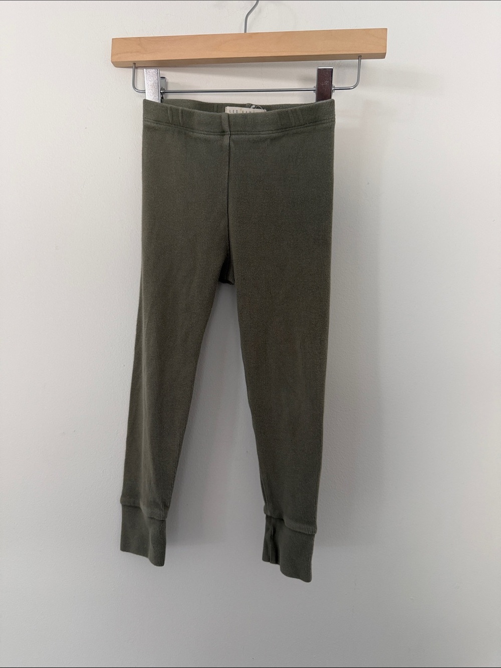 Les Gamins Kids Olive Green Ribbed Leggings Bottoms Size 2/3 Years